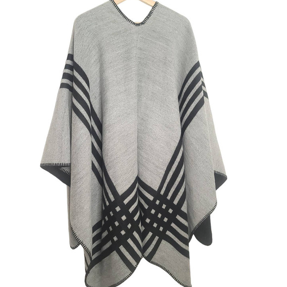 Women's Reversible Pashmina Coverup Scarf Black Grey One Size - Picture 4 of 4